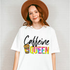 Caffeine Queen Colorful Design - Coffee Unisex Crewneck T-Shirt Sweatshirt Hoodie
