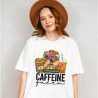 Caffeine Queen Leopard Print Design - Coffee Unisex Crewneck T-Shirt Sweatshirt Hoodie