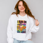 I Run On Caffeine And Cuss Words - Coffee Unisex Crewneck T-Shirt Sweatshirt Hoodie