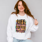 Life Happens Coffee Helps - Coffee Unisex Crewneck T-Shirt Sweatshirt Hoodie