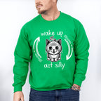Wake Up Act Silly Cat Design - Cats Unisex Crewneck T-Shirt Sweatshirt Hoodie