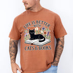 Life Is Better With Cats And Books - Cats Unisex Crewneck T-Shirt Sweatshirt Hoodie