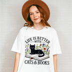 Life Is Better With Cats And Books - Cats Unisex Crewneck T-Shirt Sweatshirt Hoodie
