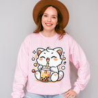 White Cat Boba Tea - Cats Unisex Crewneck T-Shirt Sweatshirt Hoodie