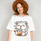 White Cat Boba Tea - Cats Unisex Crewneck T-Shirt Sweatshirt Hoodie