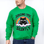 Judging You Silently Rainbow Cat Design - Cats Unisex Crewneck T-Shirt Sweatshirt Hoodie