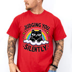 Judging You Silently Rainbow Cat Design - Cats Unisex Crewneck T-Shirt Sweatshirt Hoodie