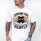 Judging You Silently Rainbow Cat Design - Cats Unisex Crewneck T-Shirt Sweatshirt Hoodie