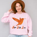 Hope Faith Love Orange Hummingbird Design - Birds Unisex Crewneck T-Shirt Sweatshirt Hoodie