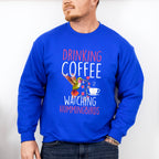 Drinking Coffee Watching Hummingbirds - Birds Unisex Crewneck T-Shirt Sweatshirt Hoodie