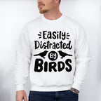Easily Distracted By Birds Two Birds Design - Birds Unisex Crewneck T-Shirt Sweatshirt Hoodie