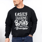 Easily Distracted By Birds Three Birds Design - Birds Unisex Crewneck T-Shirt Sweatshirt Hoodie