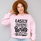 Easily Distracted By Birds Three Birds Design - Birds Unisex Crewneck T-Shirt Sweatshirt Hoodie