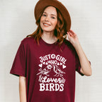 Just A Girl Who Loves Birds Two Bird Design - Birds Unisex Crewneck T-Shirt Sweatshirt Hoodie