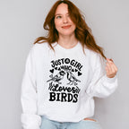 Just A Girl Who Loves Birds Two Bird Design - Birds Unisex Crewneck T-Shirt Sweatshirt Hoodie
