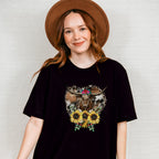 Bull Sunflower Design - Farm Animals Unisex Crewneck T-Shirt Sweatshirt Hoodie