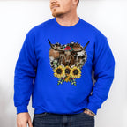 Bull Sunflower Design - Farm Animals Unisex Crewneck T-Shirt Sweatshirt Hoodie