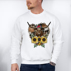 Bull Sunflower Design - Farm Animals Unisex Crewneck T-Shirt Sweatshirt Hoodie
