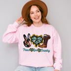 Peace Love Country - Farm Animals Unisex Crewneck T-Shirt Sweatshirt Hoodie