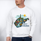 Colorful West Virginia State Design - States & Cities Unisex Crewneck T-Shirt Sweatshirt Hoodie