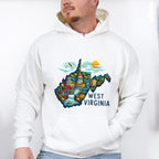 Colorful West Virginia State Design - States & Cities Unisex Crewneck T-Shirt Sweatshirt Hoodie