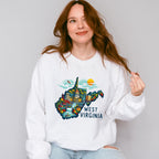 Colorful West Virginia State Design - States & Cities Unisex Crewneck T-Shirt Sweatshirt Hoodie