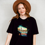 Colorful Wisconsin State Design - States & Cities Unisex Crewneck T-Shirt Sweatshirt Hoodie
