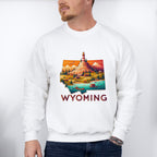 Colorful Wyoming State Design - States & Cities Unisex Crewneck T-Shirt Sweatshirt Hoodie