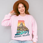 Colorful Rhode Island State Design - States & Cities Unisex Crewneck T-Shirt Sweatshirt Hoodie