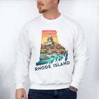 Colorful Rhode Island State Design - States & Cities Unisex Crewneck T-Shirt Sweatshirt Hoodie