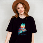 Colorful Maine State Design - States & Cities Unisex Crewneck T-Shirt Sweatshirt Hoodie
