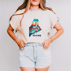 Colorful Maine State Design - States & Cities Unisex Crewneck T-Shirt Sweatshirt Hoodie
