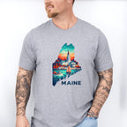 Colorful Maine State Design - States & Cities Unisex Crewneck T-Shirt Sweatshirt Hoodie