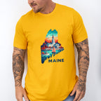 Colorful Maine State Design - States & Cities Unisex Crewneck T-Shirt Sweatshirt Hoodie