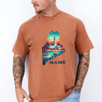 Colorful Maine State Design - States & Cities Unisex Crewneck T-Shirt Sweatshirt Hoodie