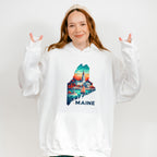Colorful Maine State Design - States & Cities Unisex Crewneck T-Shirt Sweatshirt Hoodie