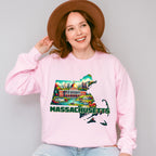 Colorful Massachusetts Design - States & Cities Unisex Crewneck T-Shirt Sweatshirt Hoodie