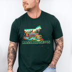 Colorful Massachusetts Design - States & Cities Unisex Crewneck T-Shirt Sweatshirt Hoodie