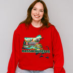 Colorful Massachusetts Design - States & Cities Unisex Crewneck T-Shirt Sweatshirt Hoodie