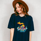 Colorful Michigan Design - States & Cities Unisex Crewneck T-Shirt Sweatshirt Hoodie