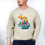 Colorful Michigan Design - States & Cities Unisex Crewneck T-Shirt Sweatshirt Hoodie