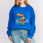 Colorful Michigan Design - States & Cities Unisex Crewneck T-Shirt Sweatshirt Hoodie