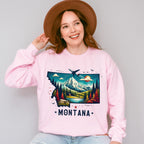 Colorful Montana Design - States & Cities Unisex Crewneck T-Shirt Sweatshirt Hoodie