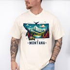Colorful Montana Design - States & Cities Unisex Crewneck T-Shirt Sweatshirt Hoodie