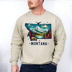 Colorful Montana Design - States & Cities Unisex Crewneck T-Shirt Sweatshirt Hoodie