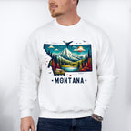 Colorful Montana Design - States & Cities Unisex Crewneck T-Shirt Sweatshirt Hoodie