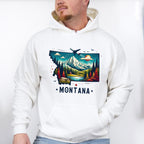 Colorful Montana Design - States & Cities Unisex Crewneck T-Shirt Sweatshirt Hoodie