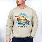 Colorful Georgia Design - States & Cities Unisex Crewneck T-Shirt Sweatshirt Hoodie