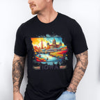 Colorful Iowa Design - States & Cities Unisex Crewneck T-Shirt Sweatshirt Hoodie
