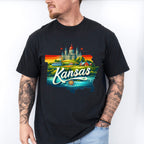 Colorful Kansas Design - States & Cities Unisex Crewneck T-Shirt Sweatshirt Hoodie
